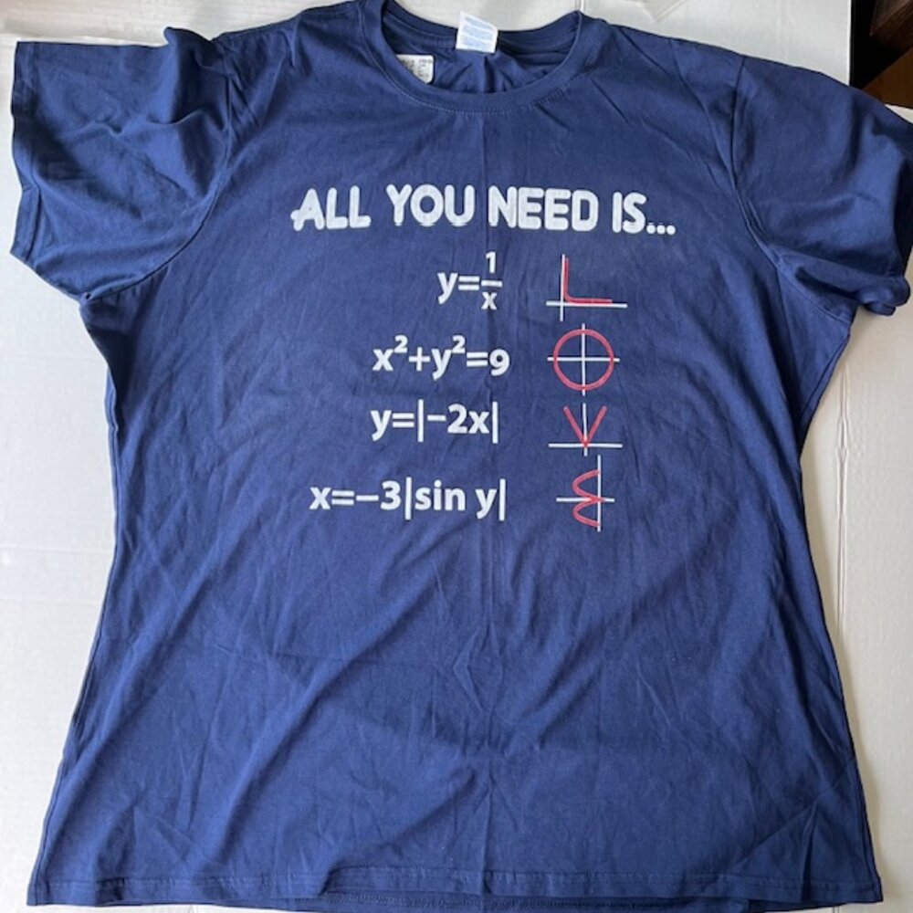 Math Teacher Graphic Tee Women’s XXL Equation Shirt Nerdy Teacher Tee